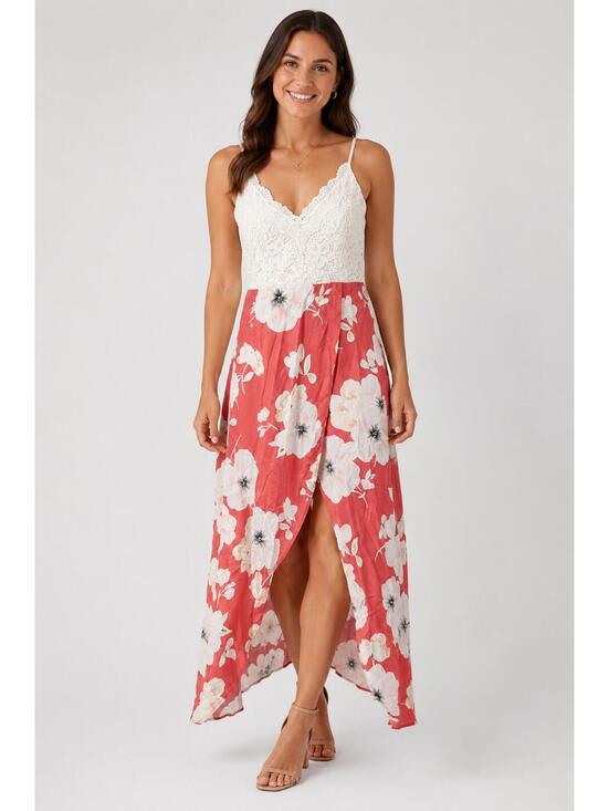 Cupshe Dresses & Skirts - NWT Cupshe Floral Lace Bodice High Low Maxi Dress Women's Size M